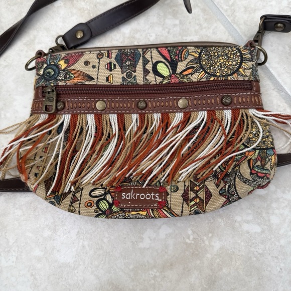 Sakroots Peace Owl Spirit Desert‎ Cotton Canvas Small Crossbody Purse *See - Picture 1 of 9